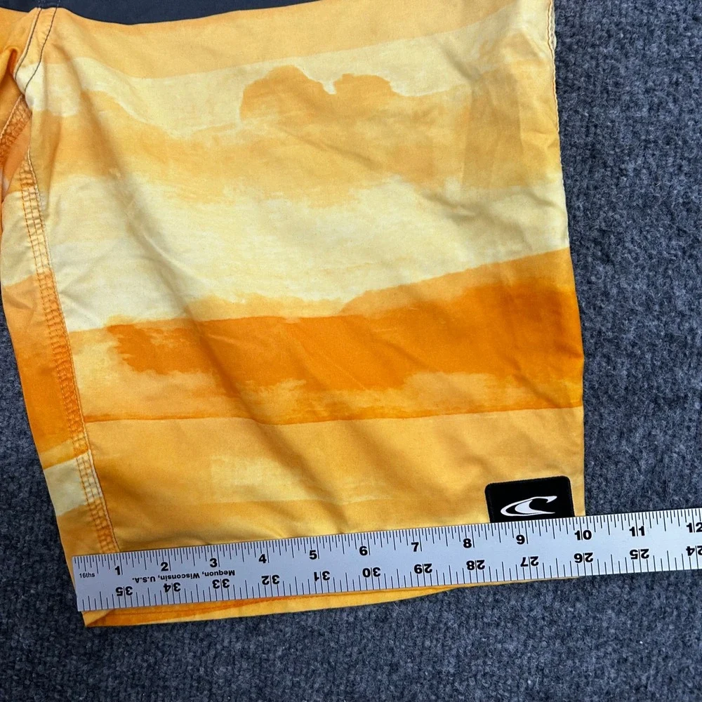 O'Neill Board Shorts Mens Size 32 Orange Grey Watercolor Surf Swim Trunks